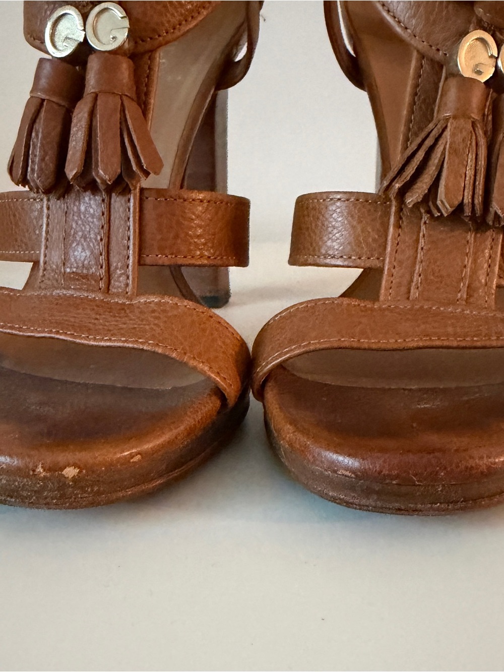 Gucci Brown Pebbled Leather Marrakech Open-Toe Block Heel Sandals Size 36 - Picture 7 of 9